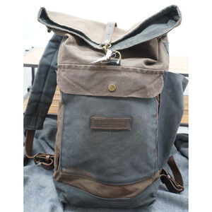 Treesizevere Waxed Canvas Leather Rool top Backpack - Unisex Rucksack Handmade